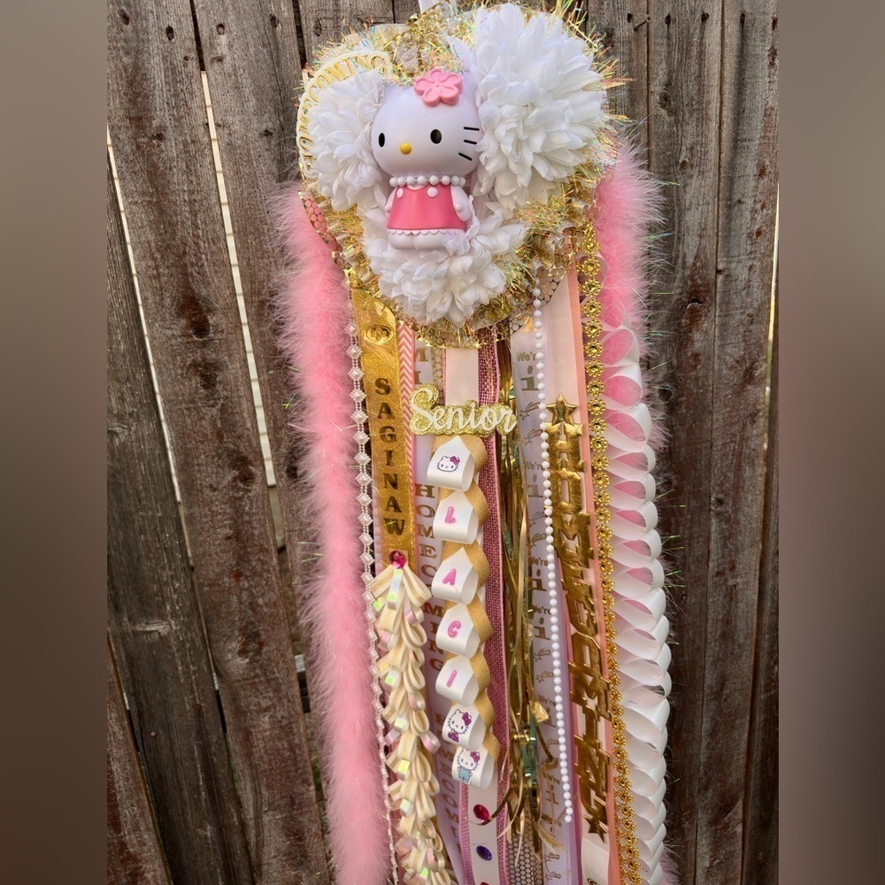 Homecoming Mum In Hello Kitty Graduation Leis custom made in all colors themes